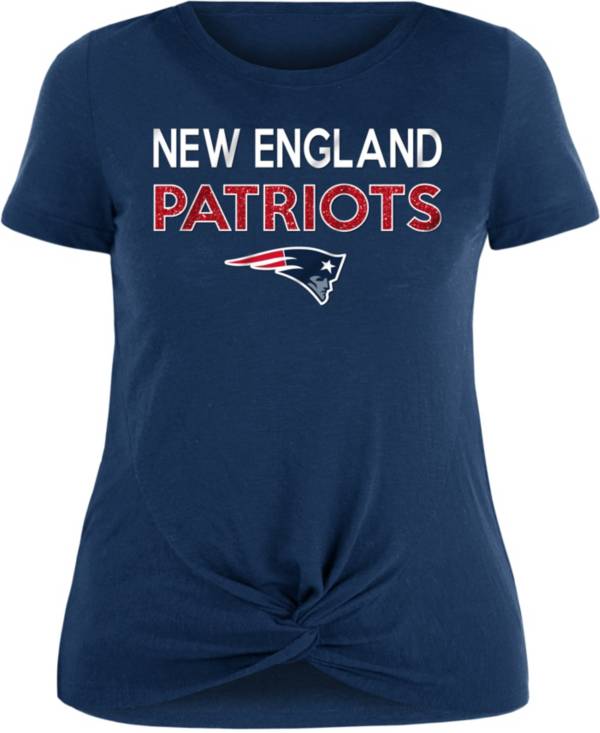 NFL Team Apparel Women's New England Patriots Glitter Knot Navy Plus Size T-Shirt