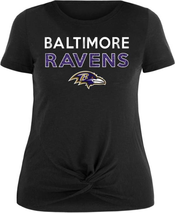 NFL Team Apparel Women's Baltimore Ravens Glitter Knot Plus Size T-Shirt