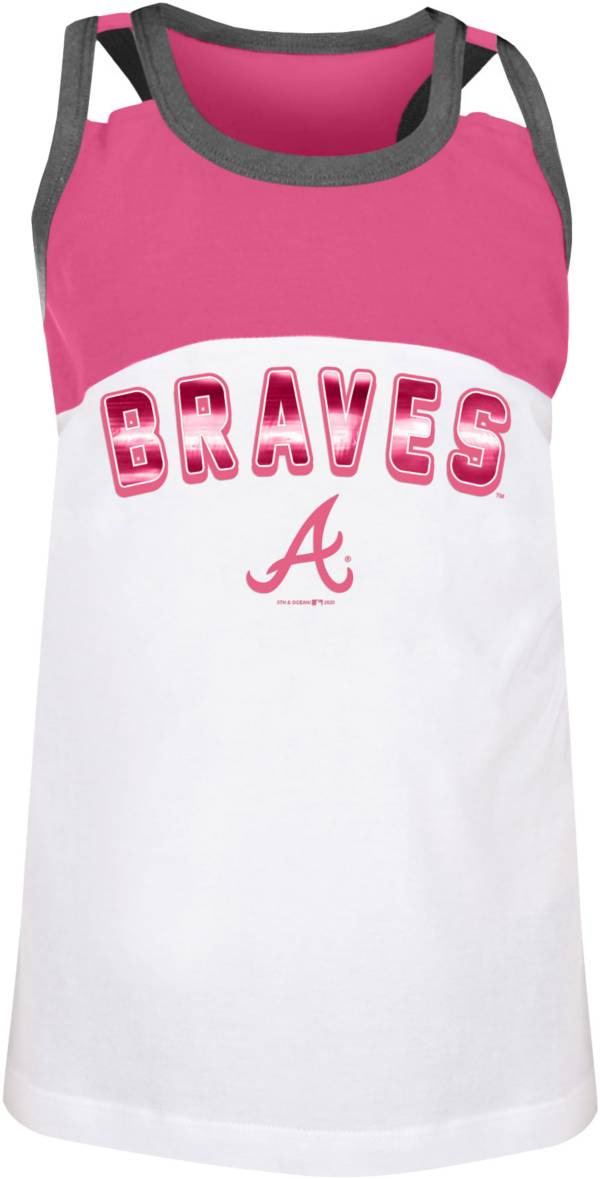 New Era Youth Girls' Atlanta Braves Pink Spandex Baby Jersey Tank Top