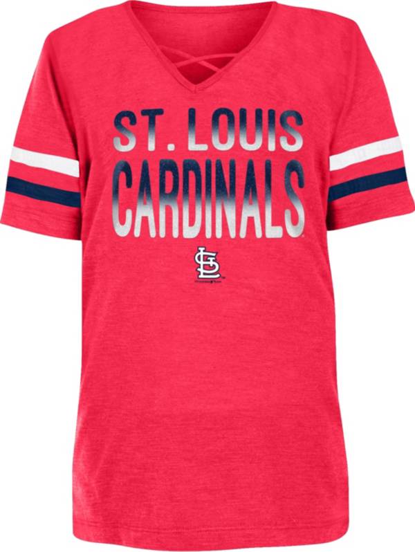 New Era Youth Girls' St. Louis Cardinals Red Slub V-Neck T-Shirt