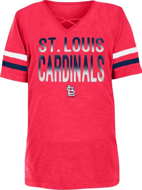 New Era Youth Girls' St. Louis Cardinals Red Slub V-Neck T-Shirt product image