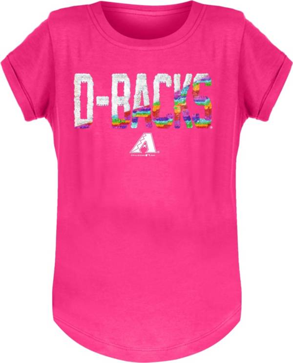 New Era Youth Girls' Arizona Diamondbacks Pink Flip Sequins T-Shirt