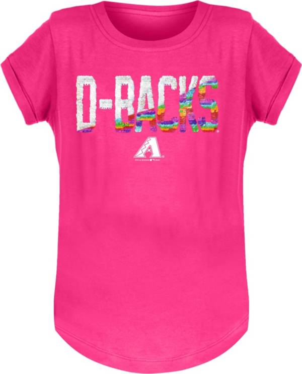 New Era Youth Girls' Arizona Diamondbacks Pink Flip Sequins T-Shirt