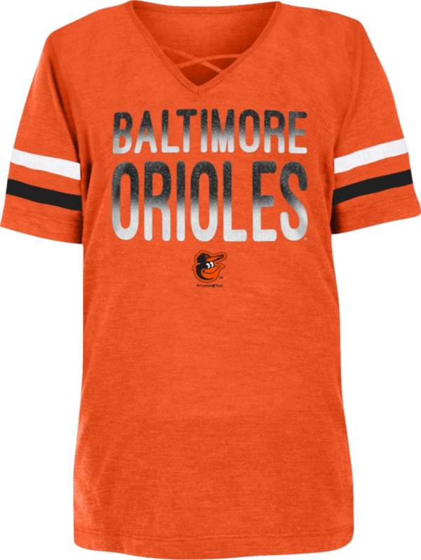 New Era Youth Girls' Baltimore Orioles Orange Slub V-Neck T-Shirt product image