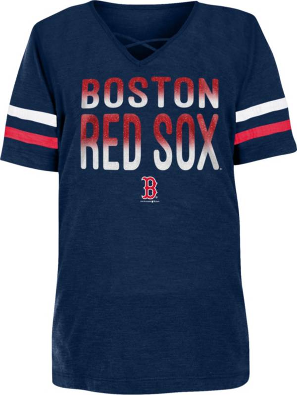 New Era Youth Girls' Boston Red Sox Navy Slub V-Neck T-Shirt product image