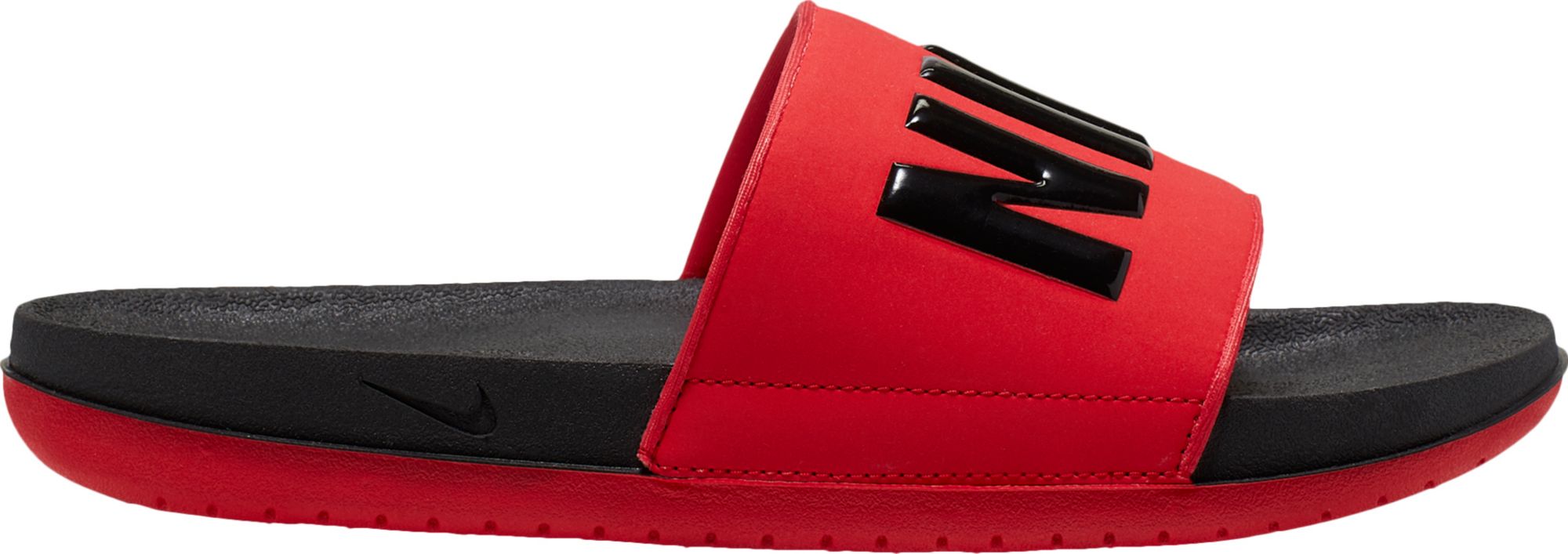 black and red nike slides