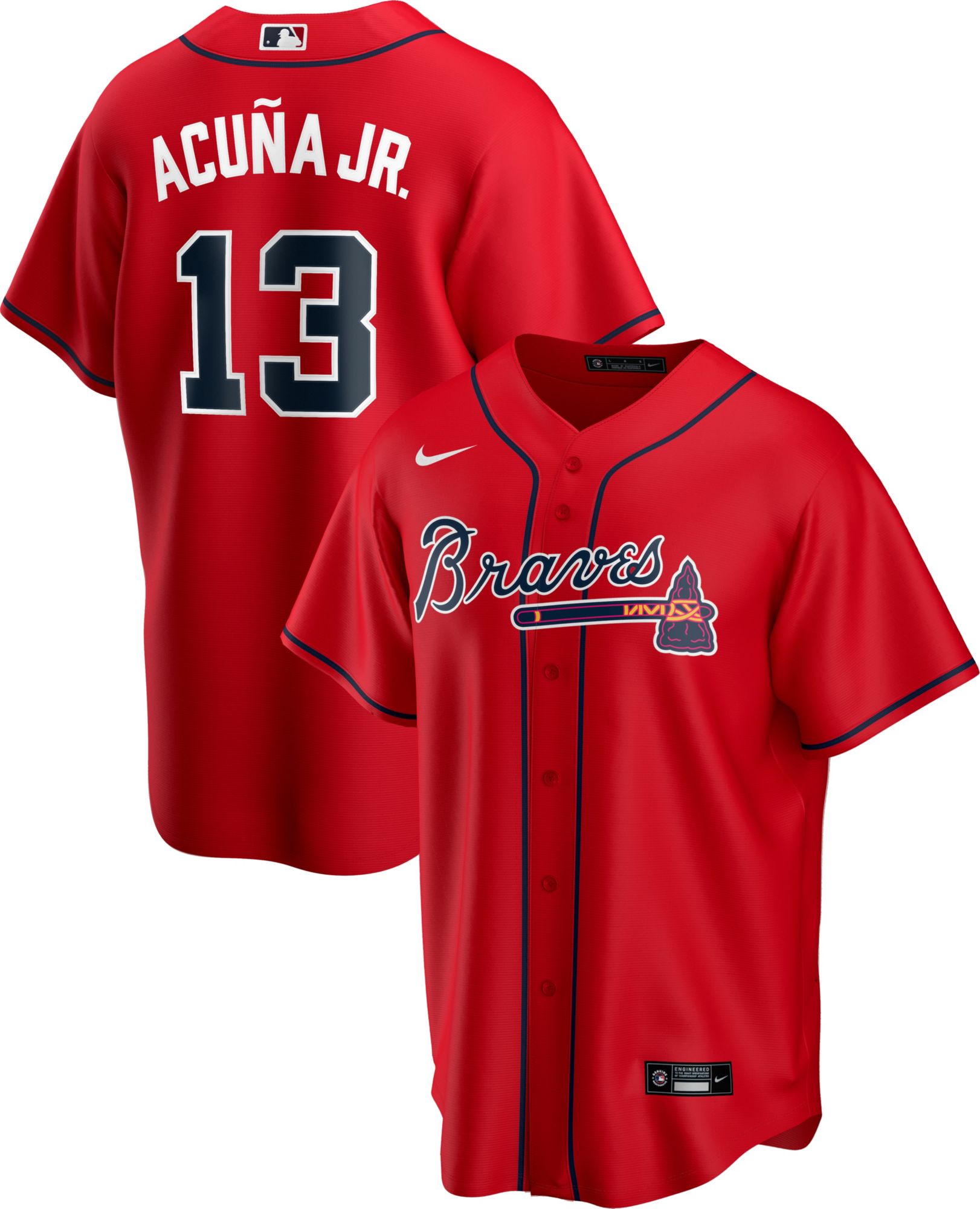 Ronald Acuña Jr - Red Atlanta Braves #13 Men's Jersey for Sale in
