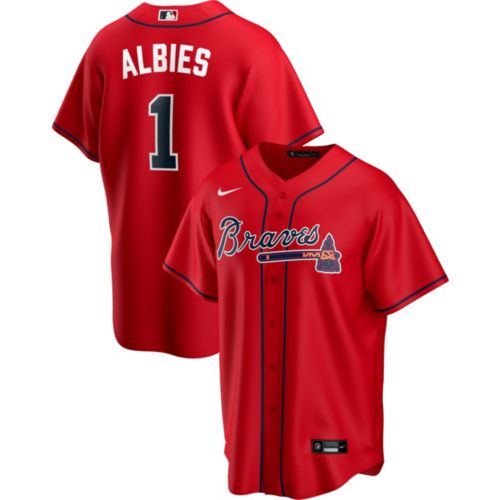 Nike Men's Replica Atlanta Braves Acuna Jr. #13 Red Cool Base