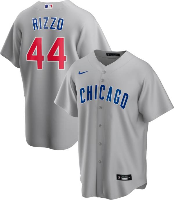 Nike Men's Replica Chicago Cubs Anthony Rizzo #44 Grey Cool Base Jersey