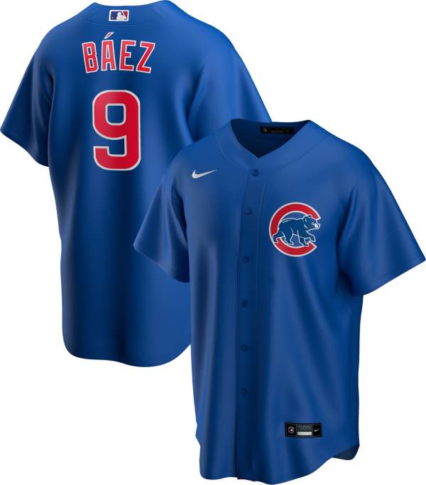 Nike Men's Replica Chicago Cubs Javier Baez #9 Royal Cool Base Jersey