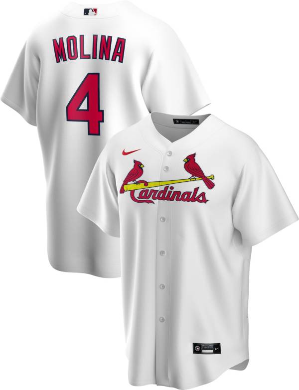 Nike Men's Replica St. Louis Cardinals Yaider Molina #4 White Cool Base  Jersey