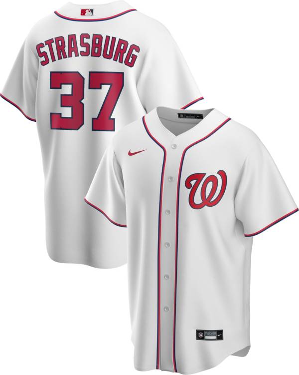 Nike Men's Replica Washington Nationals Stephen Strasburg #37 White Cool Base Jersey