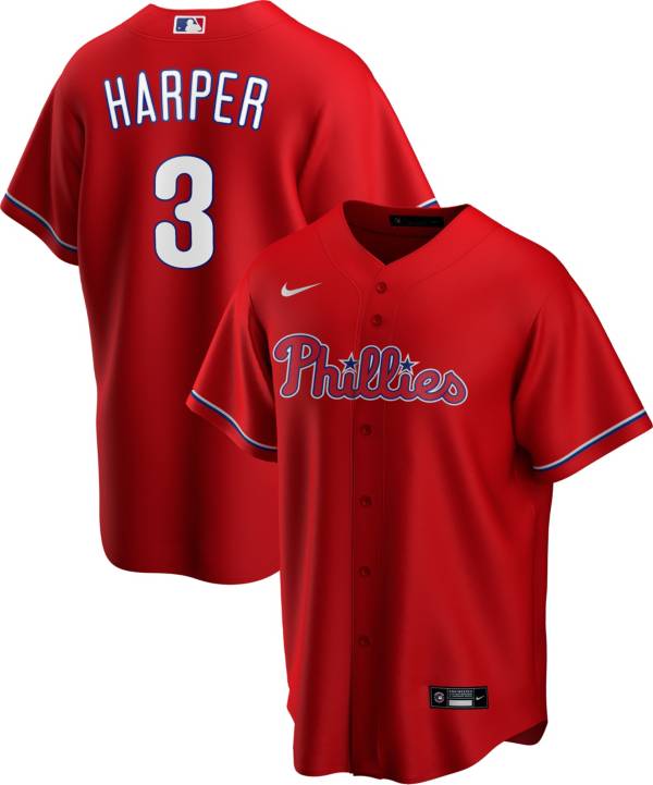 Nike Men's Replica Philadelphia Phillies Bryce Harper #3 Red Cool Base Jersey