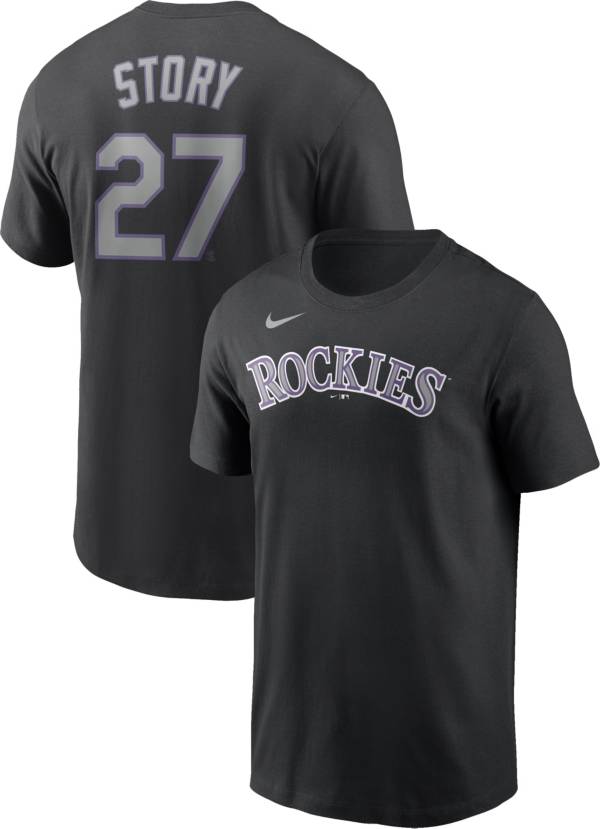 Nike Men's Colorado Rockies Trevor Story #27 Black T-Shirt