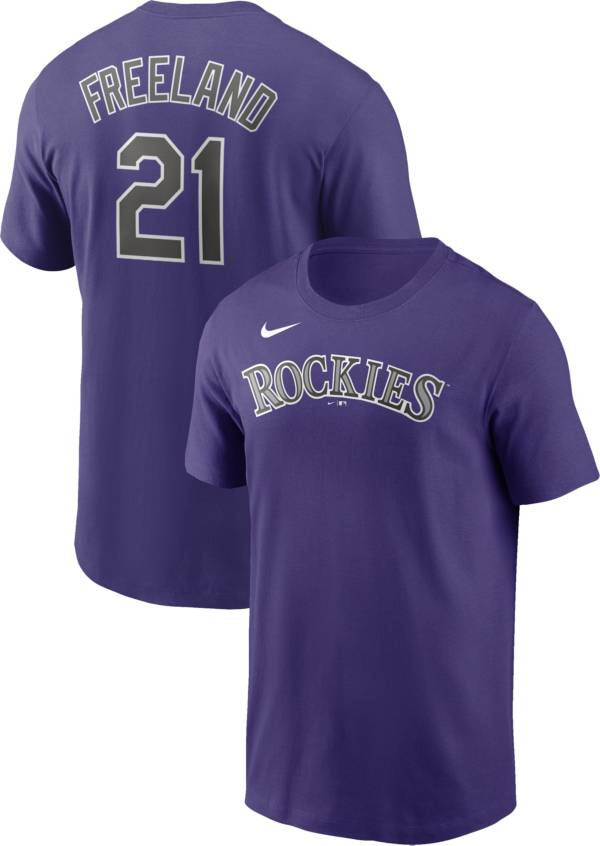 Nike Men's Colorado Rockies Kyle Freeland #21 Purple T-Shirt