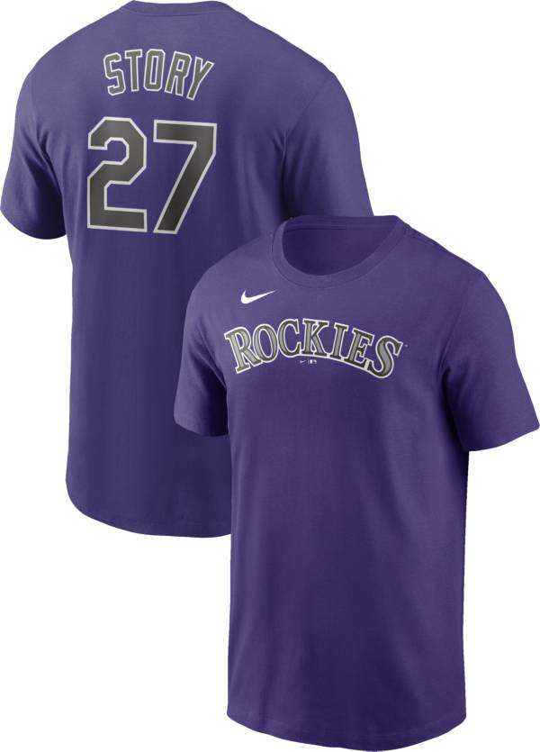 Nike Men's Colorado Rockies Trevor Story #27 Purple T-Shirt