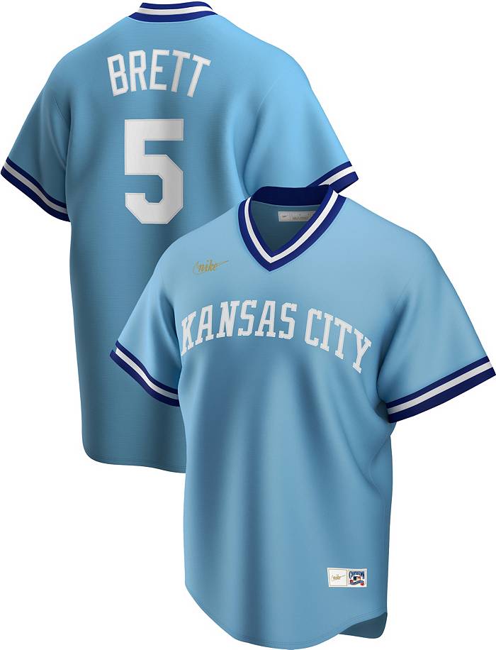 Nike Men's Kansas City Royals George Brett #5 Blue Cooperstown V-Neck  Pullover Jersey