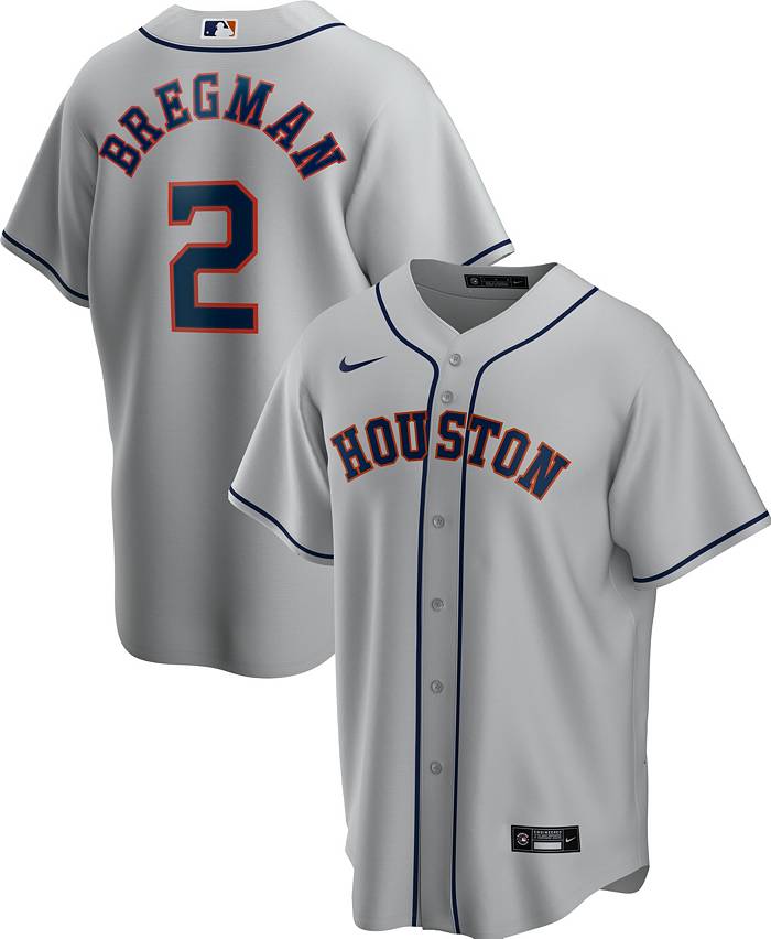 Nike Men's Replica Houston Astros Alex Bregman #2 Grey Cool Base Jersey