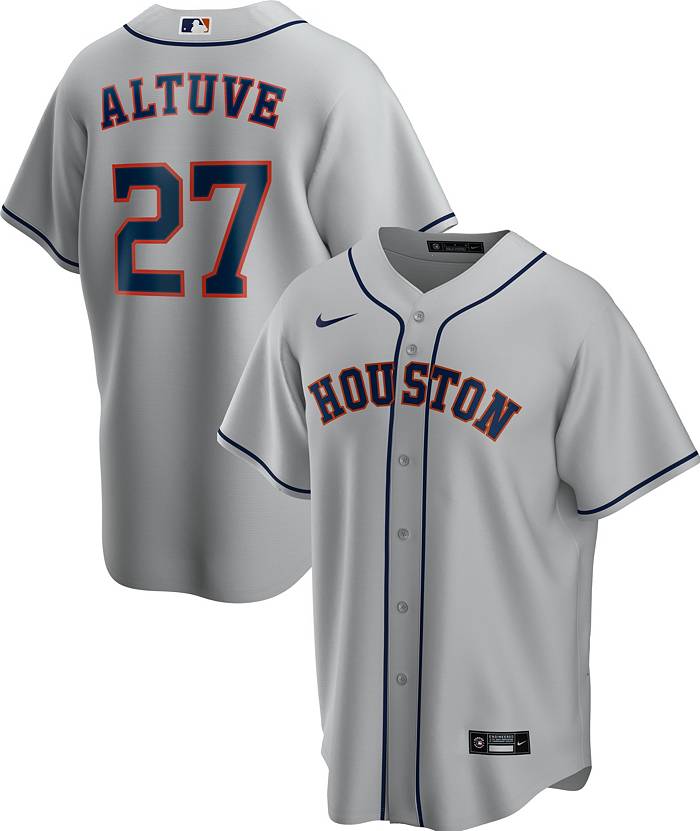 Nike Men's Replica Houston Astros Jose Altuve #27 Grey Cool Base