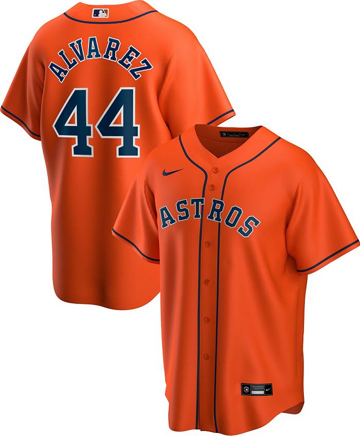 Nike Men's Replica Houston Astros Yordan Alvarez #44 Orange Cool Base Jersey