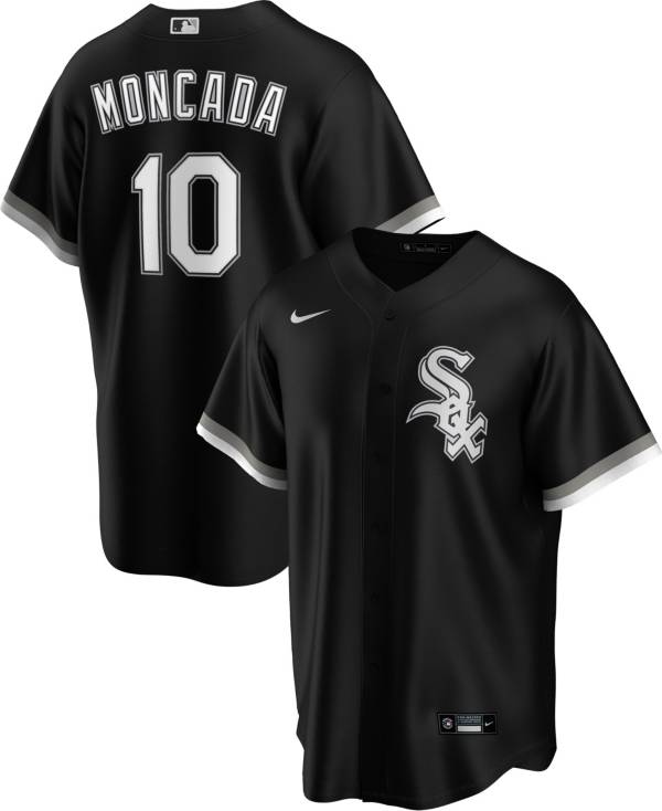 Nike Men's Replica Chicago White Sox Yoan Moncada #10 Black Cool