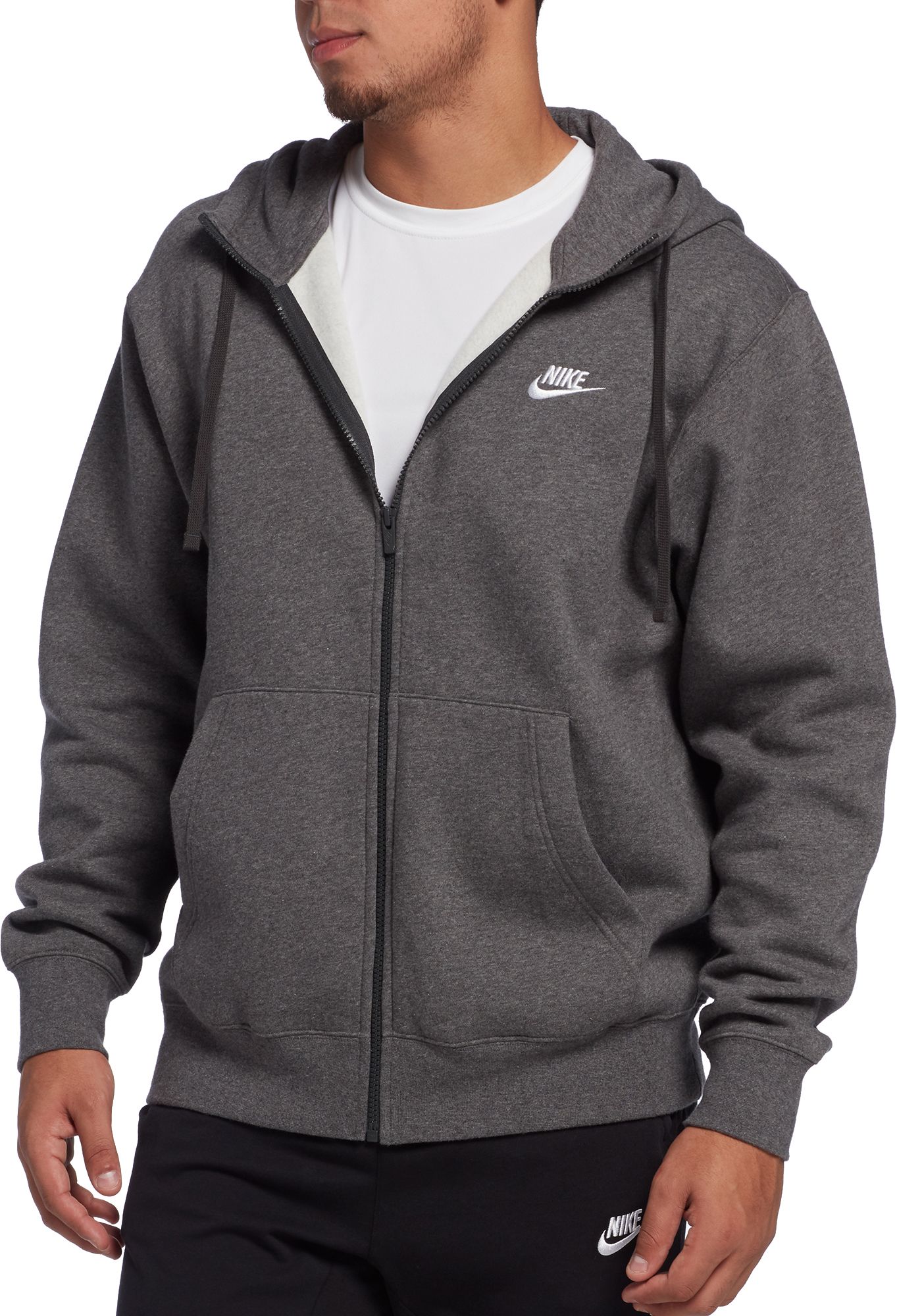 nike club full zip hoodie in black