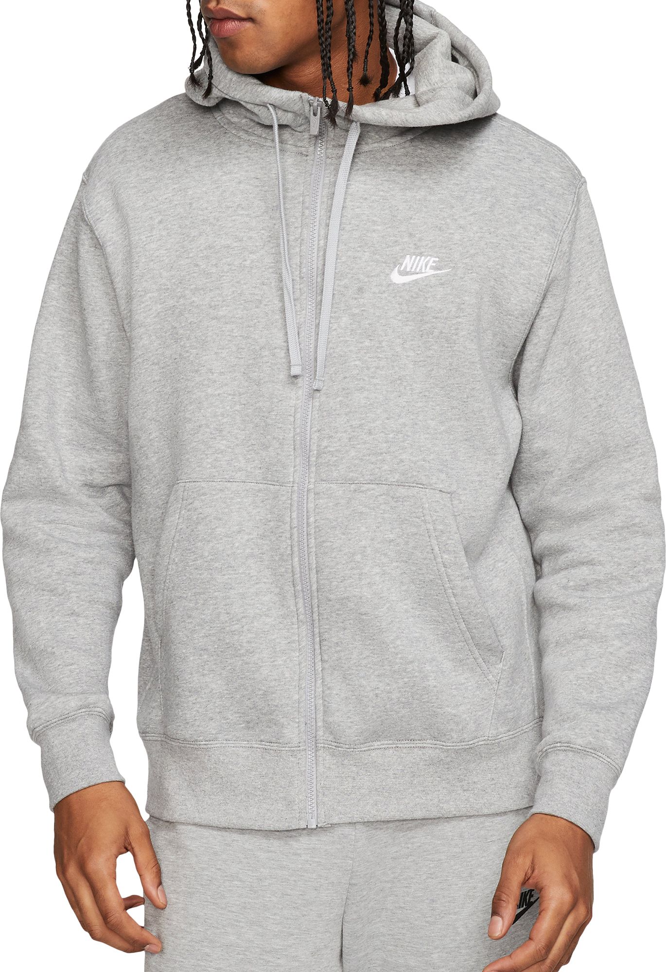 nike men's sportswear club fleece hoodie dark grey heather