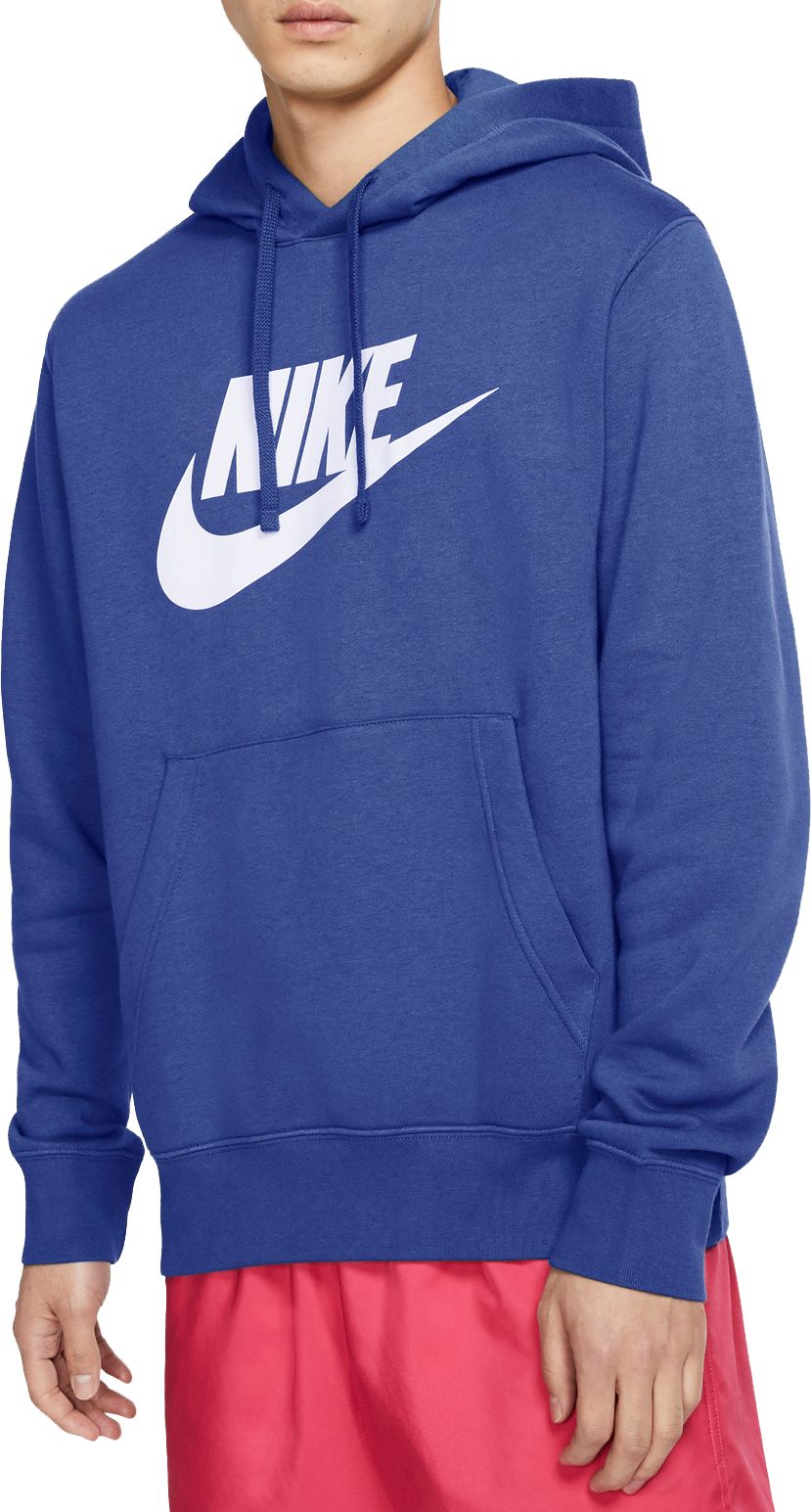 nike club fleece hoodie blue