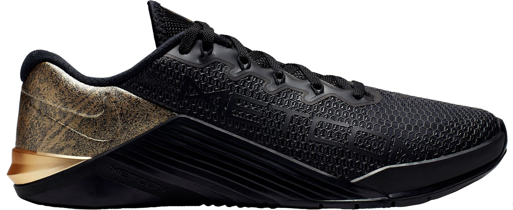 nike metcon gold and black