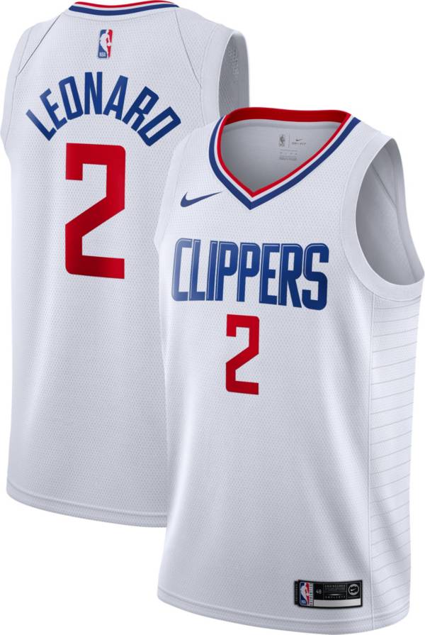 Nike Men's Los Angeles Clippers Kawhi Leonard #2 White Dri-FIT Swingman  Jersey