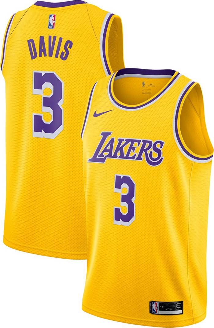 Nike Men's Los Angeles Lakers Anthony Davis #3 Gold Dri-FIT