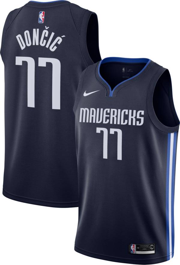 Nike Men's Dallas Mavericks Luka Doncic #77 Navy Dri-FIT Statement Swingman Jersey