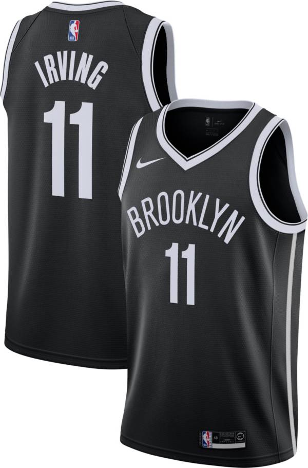 Nike Men S Brooklyn Nets Kyrie Irving 11 Black Dri Fit Swingman Jersey Dick S Sporting Goods