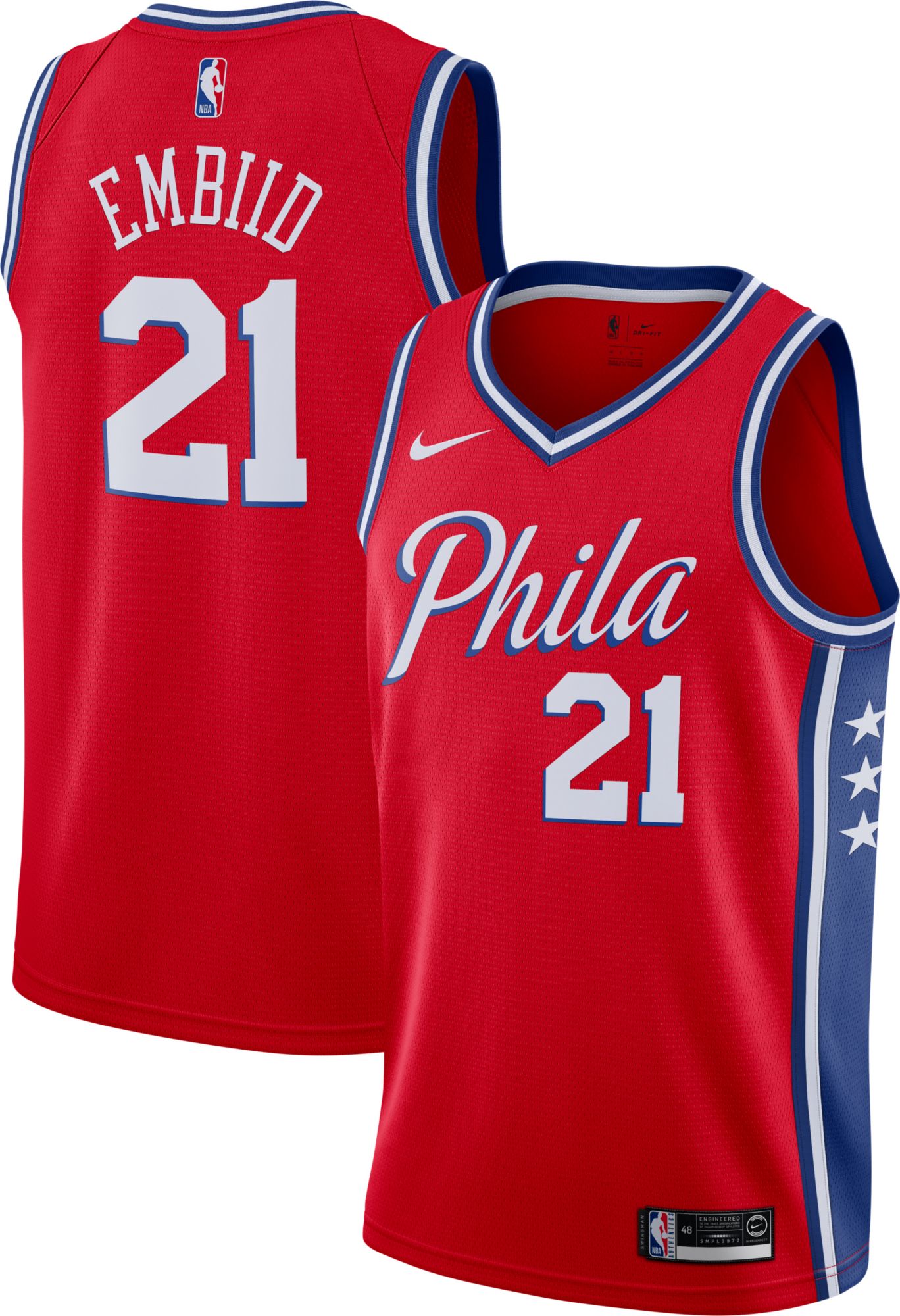 Nike Philadelphia 76ers No21 Joel Embiid Red Stitched NBA Swingman Jersey