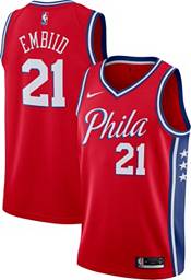 76ers Joel Embiid March 8, 2018 Game used Red Road Nike Jersey NBA Loa
