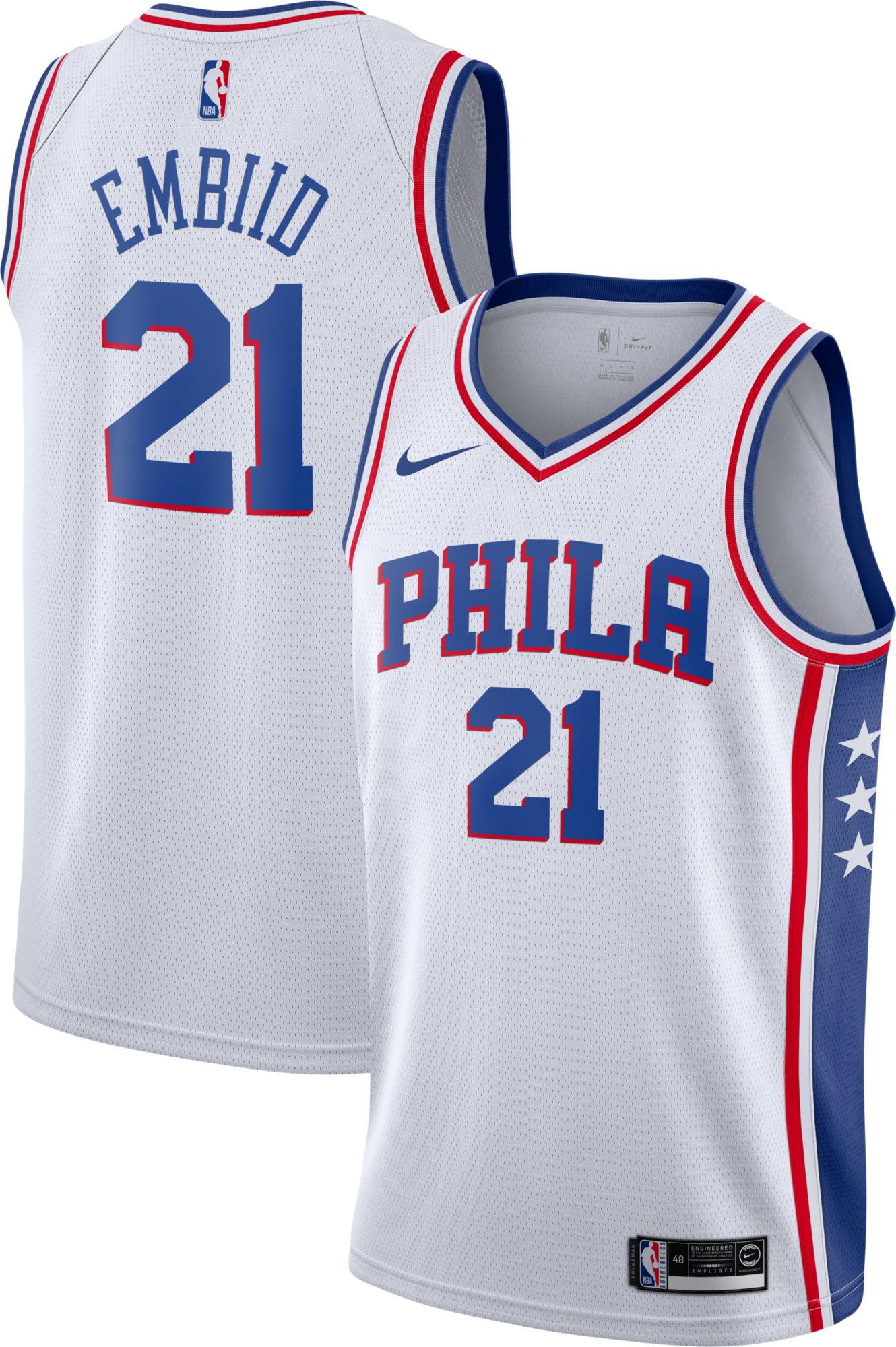 white sixers jersey