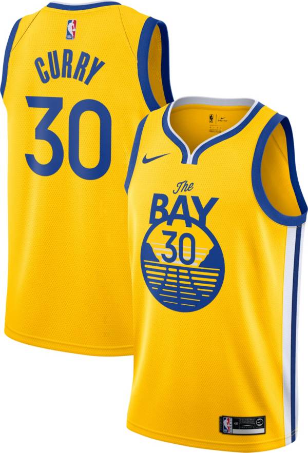 Nike Men's Golden State Warriors Stephen Curry #30 Gold Dri-FIT Statement Swingman Jersey