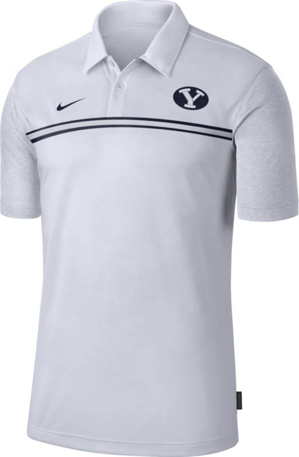 Nike Men's BYU Cougars Dri-FIT Sideline Football White Polo