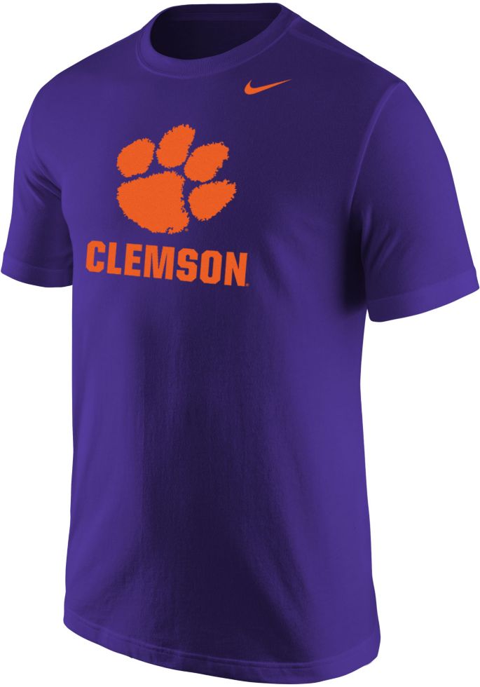 Nike Mens Clemson Tigers Regalia Paw Wordmark T Shirt