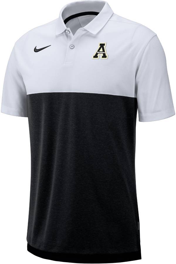 Nike Men's Appalachian State Mountaineers White/Black Dri-FIT Breathe Football Sideline Polo