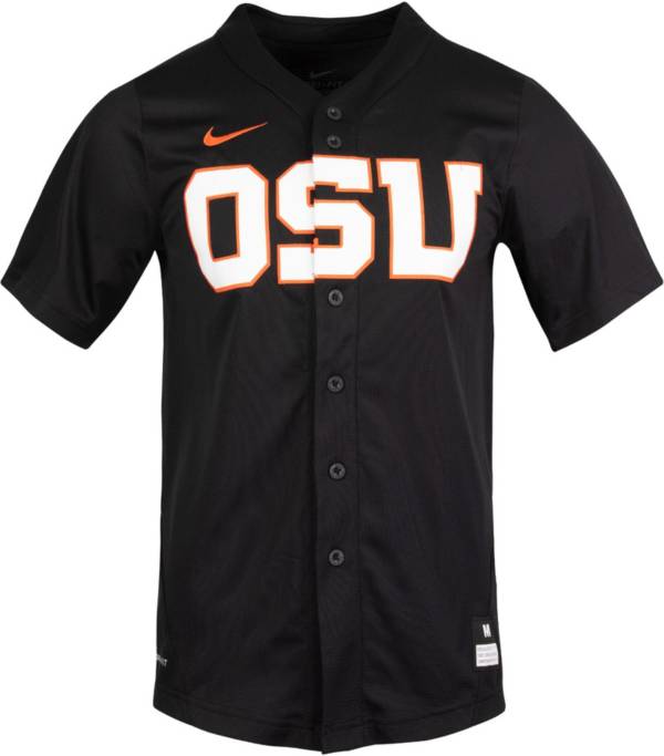 Nike Men's Oregon State Beavers Full Button Replica Baseball Black Jersey product image