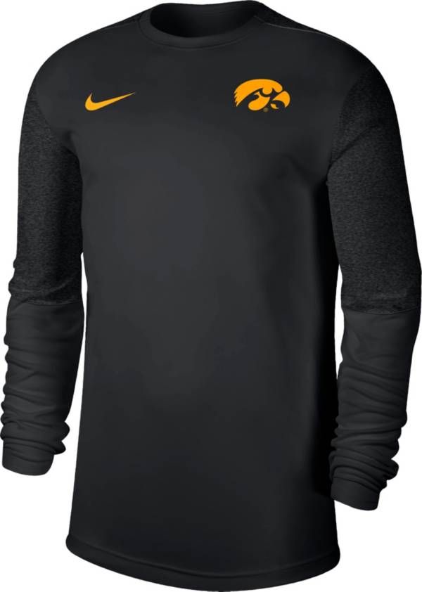 Nike Men's Iowa Hawkeyes Top Coach UV Football Long Sleeve Black T-Shirt