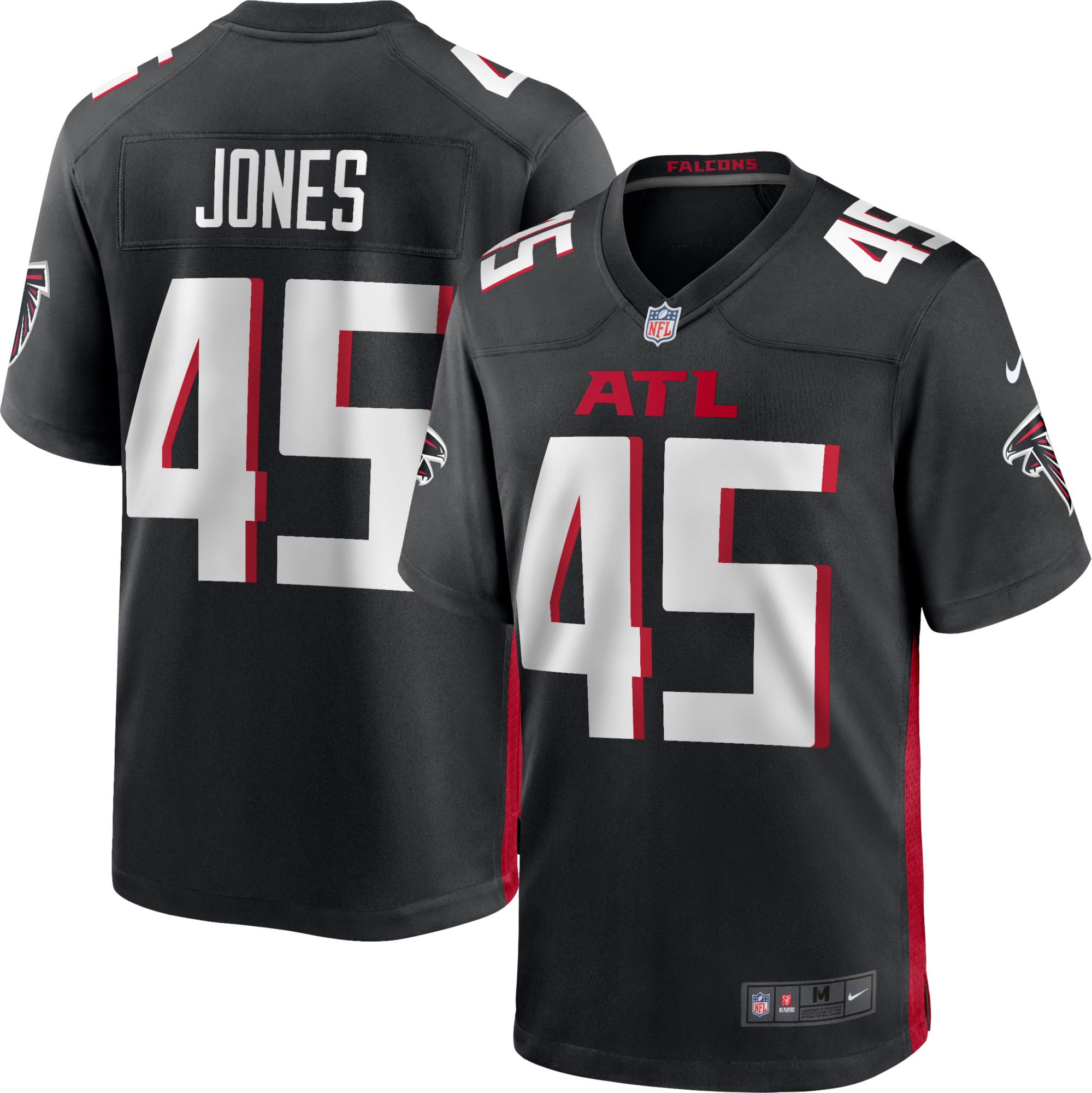 Men's Nike Deion Jones Black Atlanta Falcons Game Jersey Size: Large