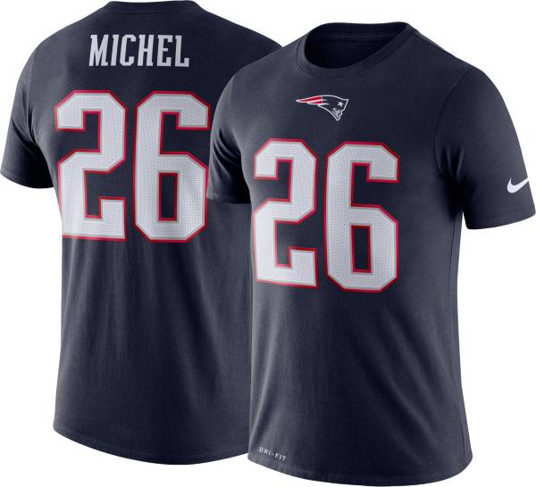 Nike Men's New England Patriots Sony Michel #26 Logo Navy T-Shirt