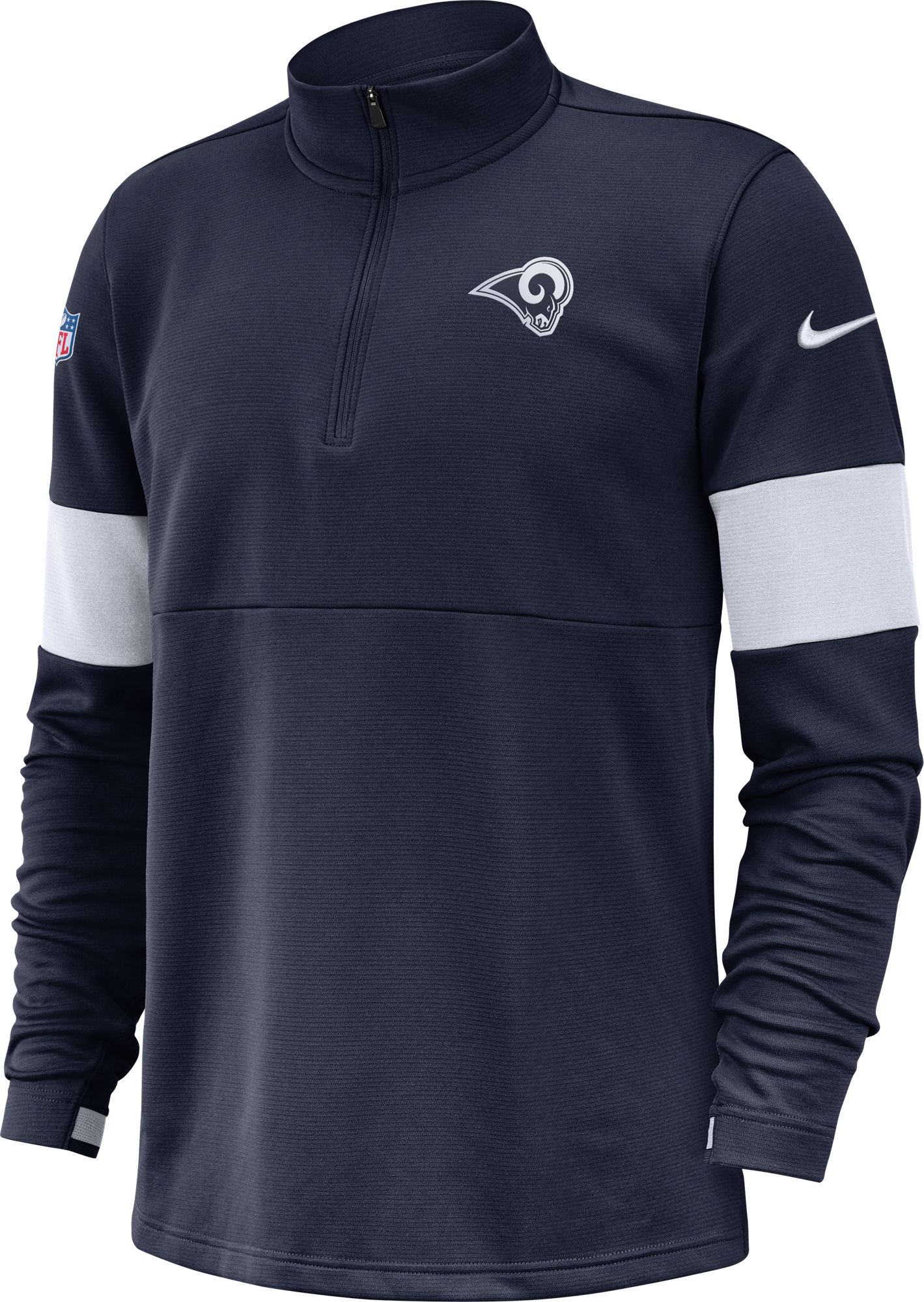 Nike Men's Los Angeles Rams Sideline Coach Performance Navy Half-Zip ...