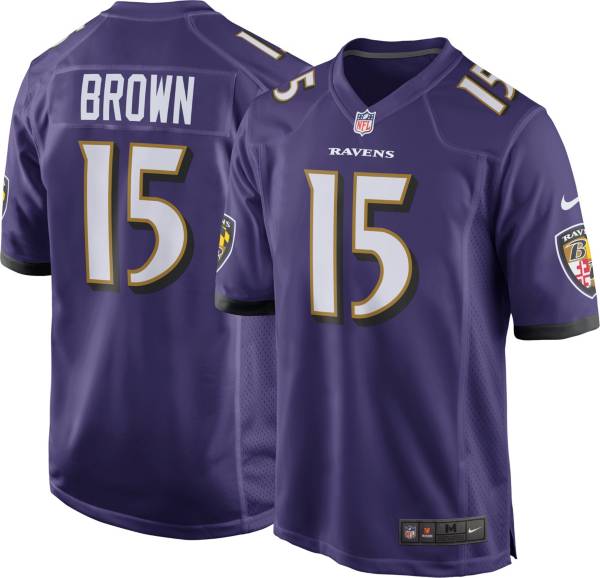 Nike Men's Baltimore Ravens Marquise Brown #15 Purple Game Jersey