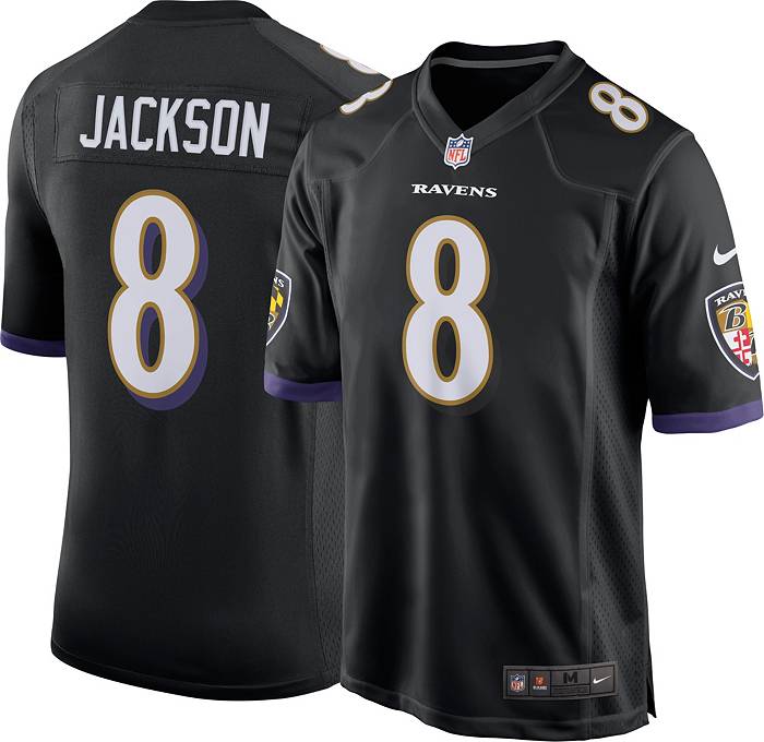 Nike Men's Baltimore Ravens Lamar Jackson #8 Black Game Jersey
