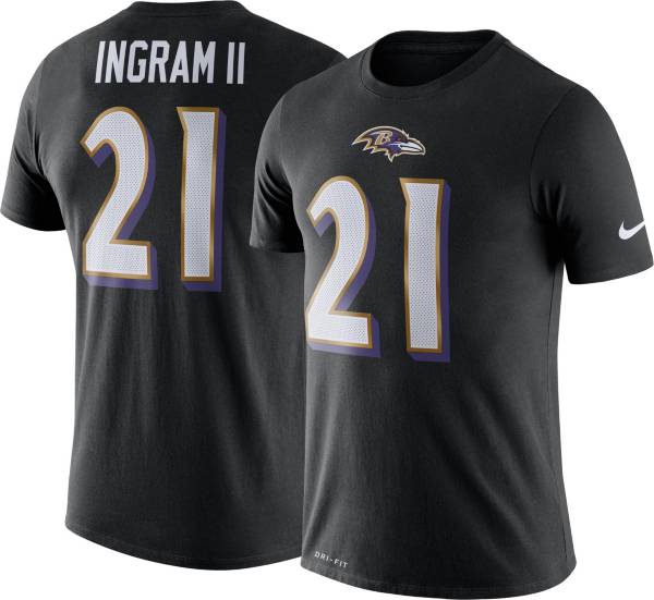 Nike Men's Baltimore Ravens Mark Ingram #21 Logo Black T-Shirt