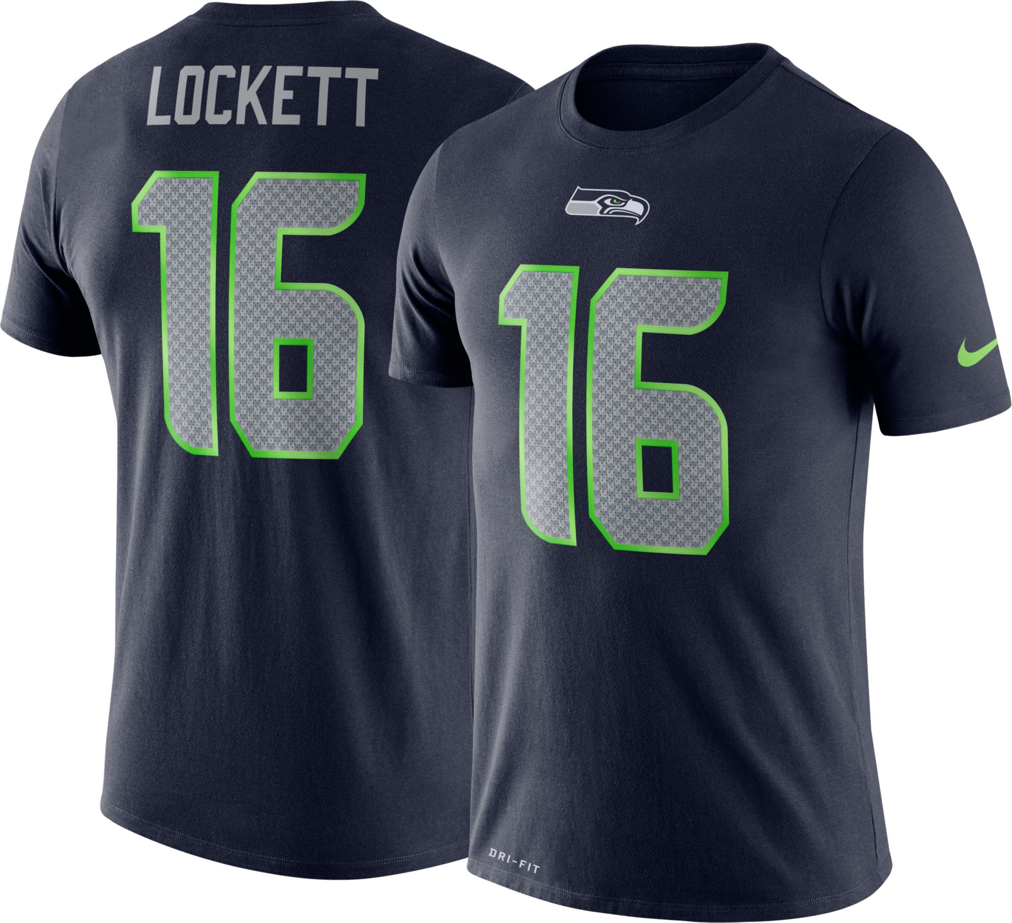 Tyler Lockett #16 Logo Navy T-Shirt 