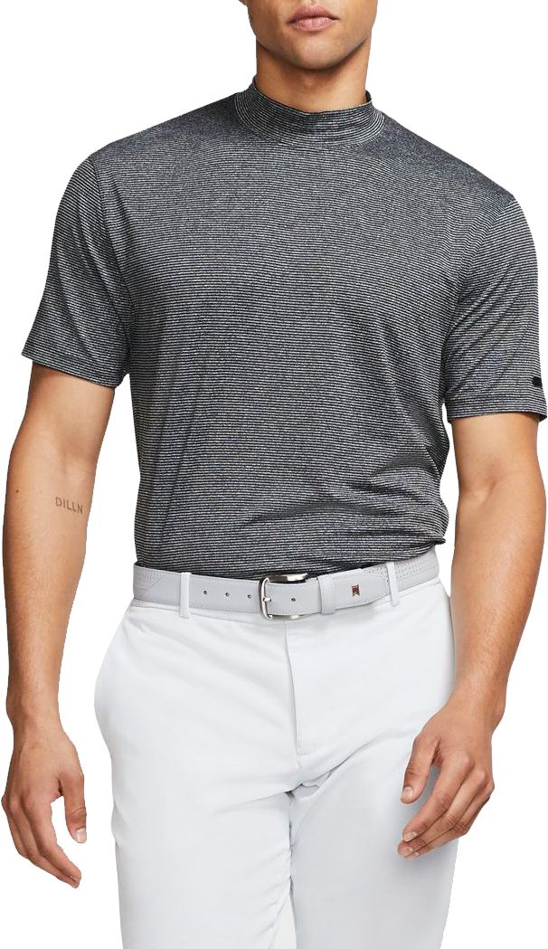 nike men's tiger woods red mock neck golf polo